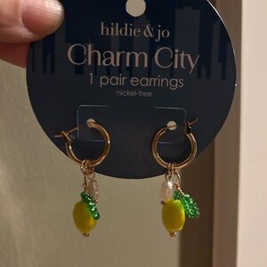 Hildie & Jo Lemon and Pearl Charm Earrings